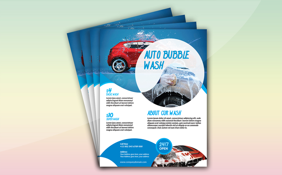 Download Фирменный стиль "Car Wash Flyer (Editable) - Corporate Identity Template" / Car Wash Flyer (Editable) - Corporate Identity Template - Фирменный стиль advertising,auto clean,auto detailing,business,car,car care,car cleaning,car polish,car wash,car wax,care,carwash,corporate,design,equipment,flyer,foam,leaflet,maintenance,promotion
