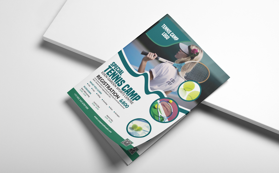 Download Фирменный стиль "Tennis Camp Flyer (Editable) - Corporate Identity Template" / Tennis Camp Flyer (Editable) - Corporate Identity Template - Фирменный стиль a4,community,flyer,leaflet,sport,sport flyer,template,tennis,tennis camp,tennis club,tennis competition,tennis cup,tennis outdoor,tennis training,tennis trophy,tournament