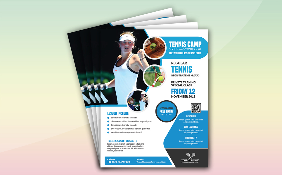 Download Фирменный стиль "Tennis Flyer (Editable) - Corporate Identity Template" / Tennis Flyer (Editable) - Corporate Identity Template - Фирменный стиль a4,community,flyer,leaflet,sport,sport flyer,template,tennis,tennis camp,tennis club,tennis competition,tennis cup,tennis outdoor,tennis training,tennis trophy,tournament