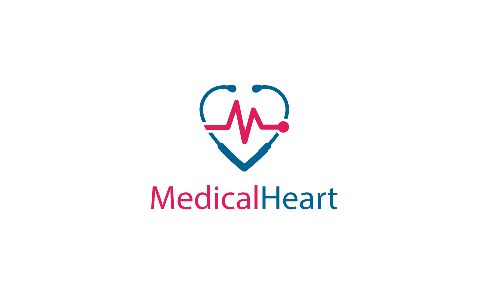 Download Шаблон логотипа "Medical Heart Logo Template" / Medical Heart Logo Template - Шаблон логотипа на тему графика clinic doctor health healthy help med medic medical consultation heartbeat letter m stethoscope care simple modern ekg