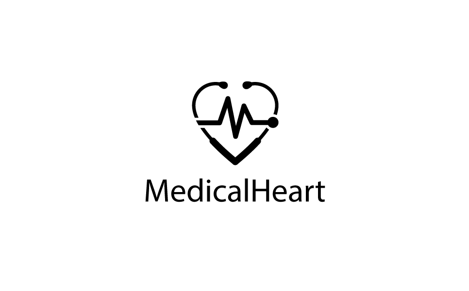 Download Шаблон логотипа "Medical Heart Logo Template" / Medical Heart Logo Template - Шаблон логотипа на тему графика clinic doctor health healthy help med medic medical consultation heartbeat letter m stethoscope care simple modern ekg