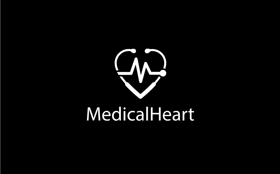 Download Шаблон логотипа "Medical Heart Logo Template" / Medical Heart Logo Template - Шаблон логотипа на тему графика clinic doctor health healthy help med medic medical consultation heartbeat letter m stethoscope care simple modern ekg