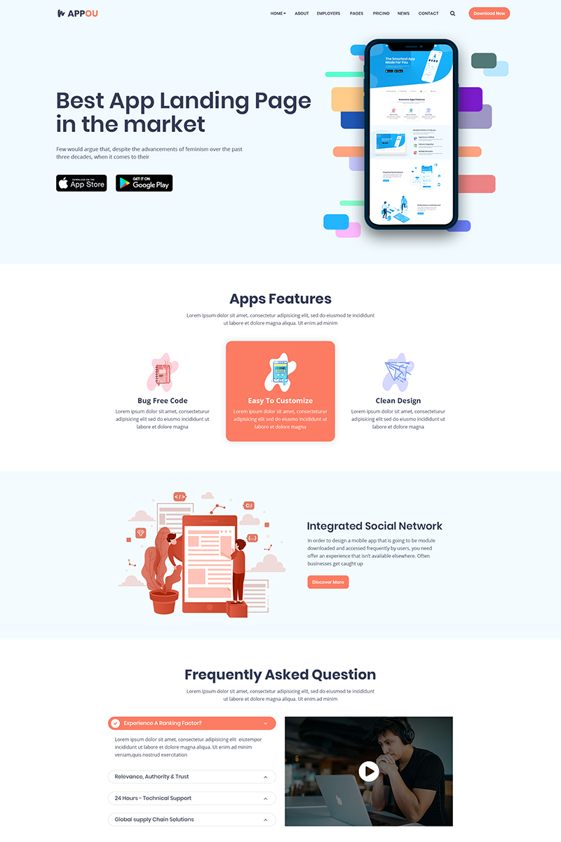 Appou - App Bootstrap Modèle PSD Petite capture d'écran "Appou - App" modèle PSD Bootstrap