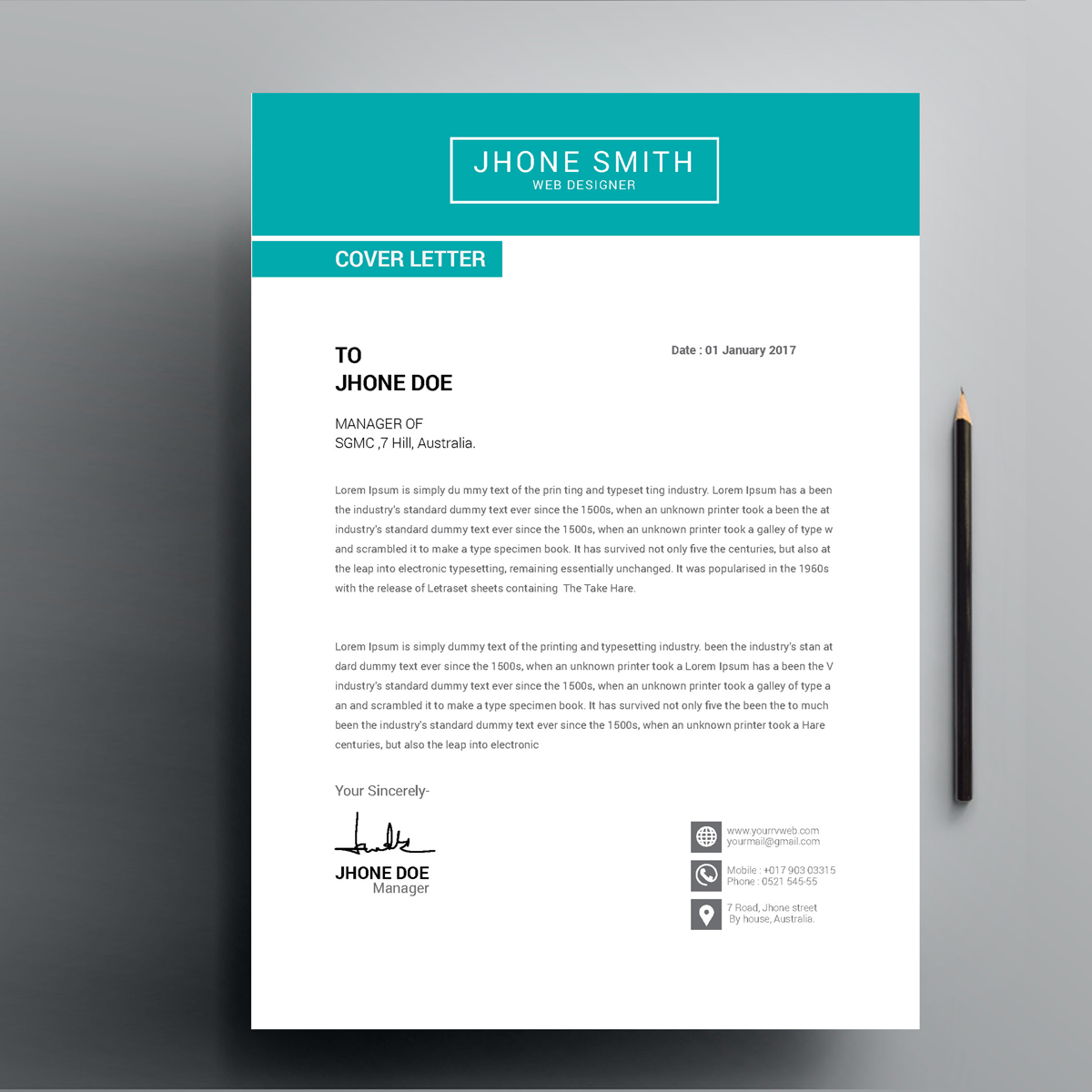 Bright Header Web Designer Premium Resume Template Small Screenshot Bright Header Web Designer Resume Template
