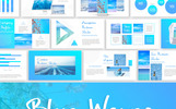 Blue Waves - PowerPoint Témá Kis méretű képernyőkép Blue Waves - PowerPoint sablon