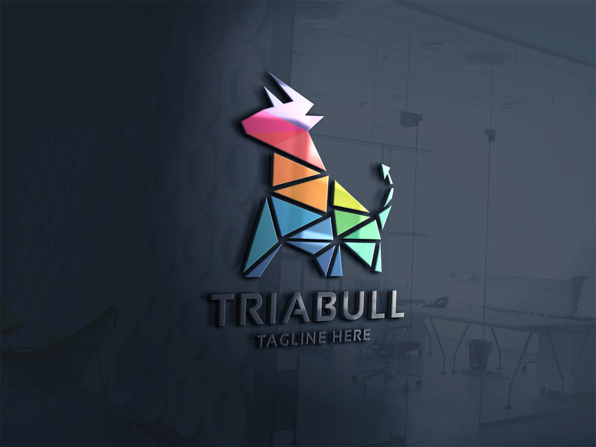 Download Шаблон логотипа "Tria Bull Logo Template" / Tria Bull Logo Template - Шаблон логотипа на тему графика agency,animals,battle,branding,bull,bull logo,colorful,consultant,consulting,corporate,creative,creativity,expertise,finance,financial,game,investment,marketing,polygon,real estate