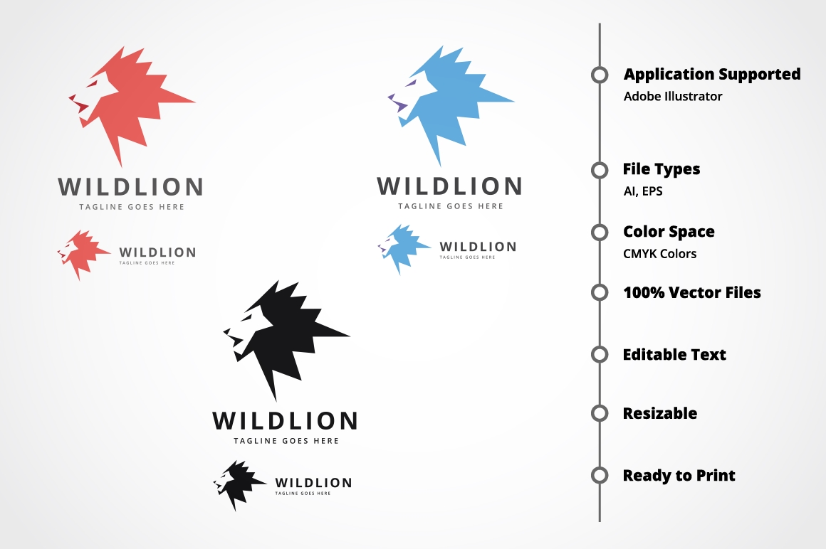 Download Шаблон логотипа "Wild Lion Logo Template" / Wild Lion Logo Template - Шаблон логотипа на тему графика animal,cat,king,king lion,lion,lion brand,lion head,lion king,lion logo,logo,power,wild