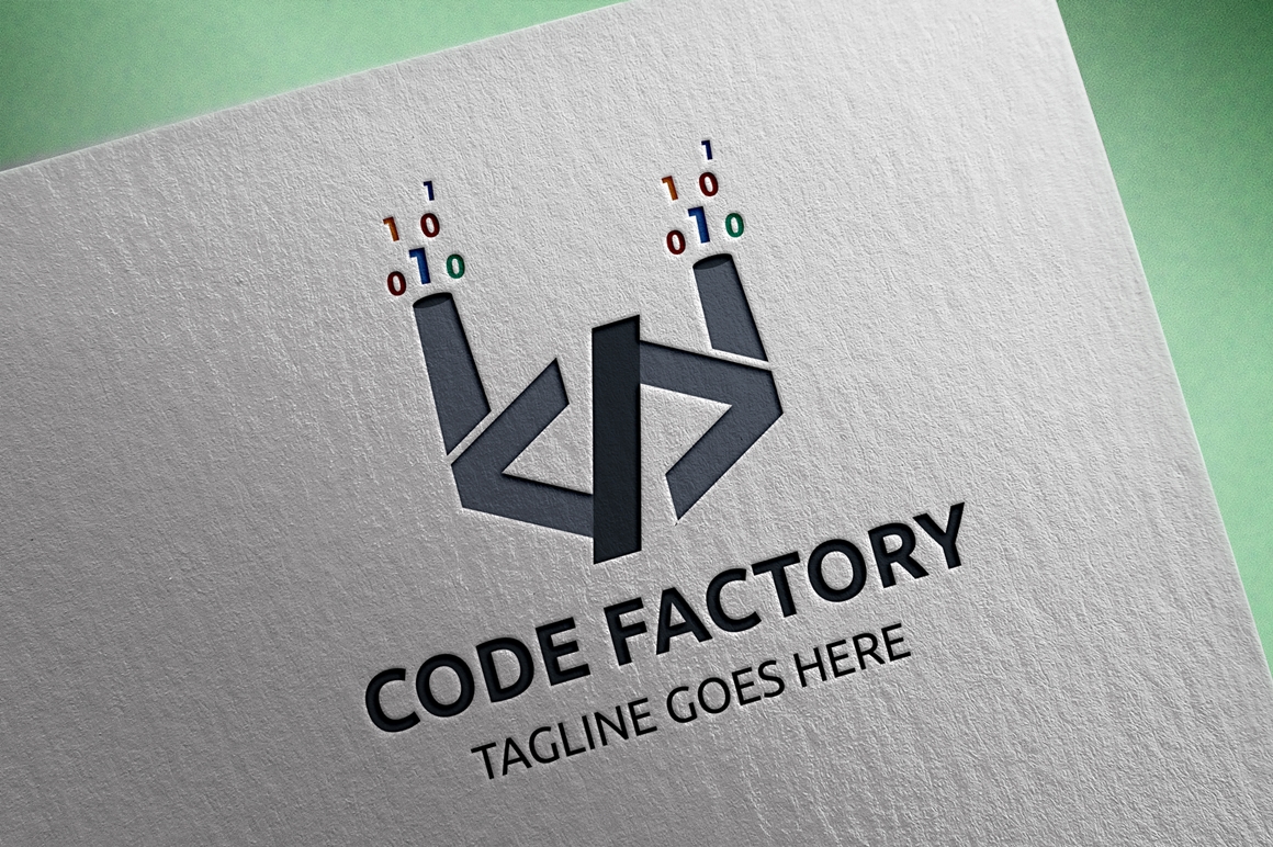 Download Шаблон логотипа "Code Factory Logo Template" / Code Factory Logo Template - Шаблон логотипа на тему графика code,code market,coding,css,developer,factory,html,icon,intelligent,javascript,program,programer,programing,script,smart,software,technology,think