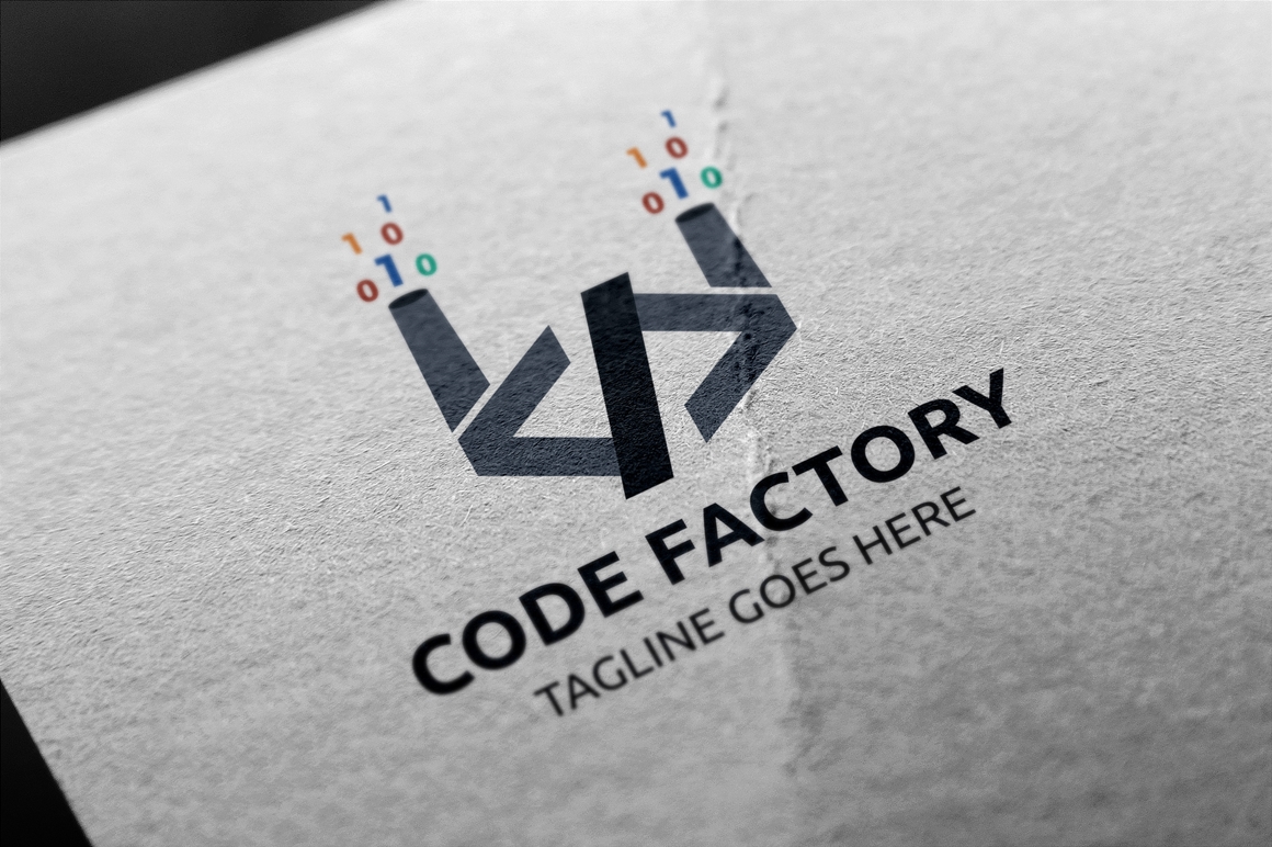 Download Шаблон логотипа "Code Factory Logo Template" / Code Factory Logo Template - Шаблон логотипа на тему графика code,code market,coding,css,developer,factory,html,icon,intelligent,javascript,program,programer,programing,script,smart,software,technology,think