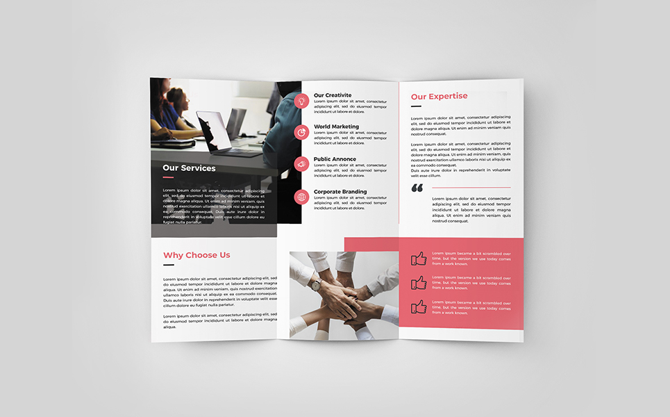 Download Фирменный стиль "Creative Tri-fold Brochure With 2 Color Styles - Corporate Identity Template" / Creative Tri-fold Brochure With 2 Color Styles - Corporate Identity Template - Фирменный стиль на тему графика a4,agency,blue,branding,brochure,template,business,clean,company,concept,corporate,creative,design,logo,marketing,modern,multi,use,multipurpose,photography