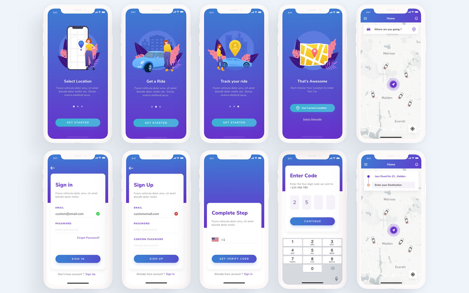 Download UI элементы "OVLET - Taxi Mobile App UI Kit " / OVLET - Taxi Mobile App UI Kit  - UI элементы на тему графика taxi,app,ui,kit,mobile,online,car,service,online,drive