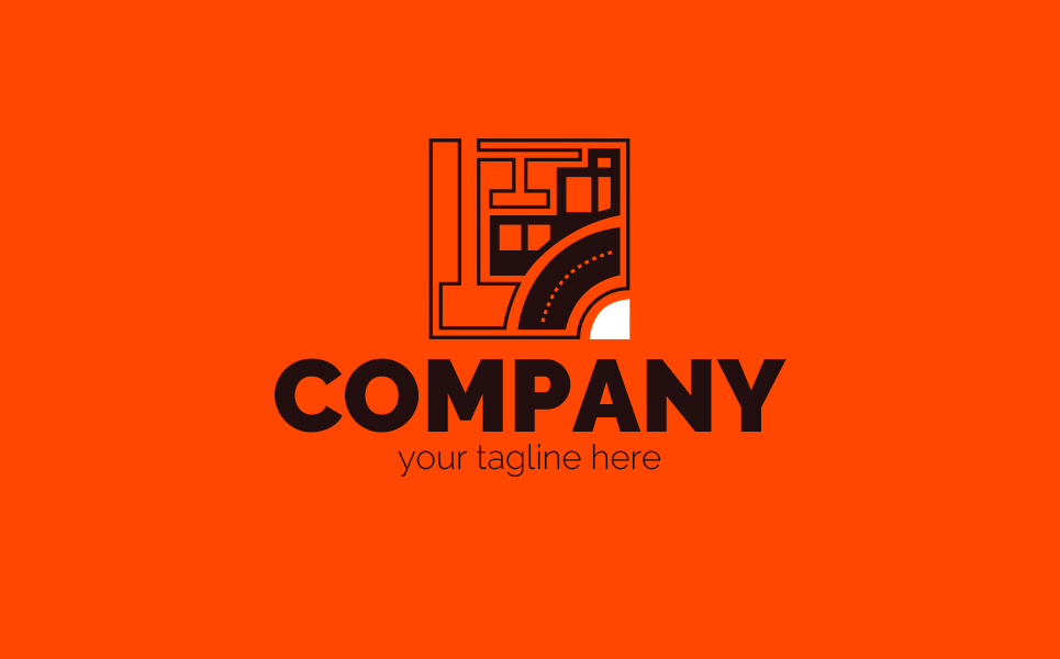 Download Шаблон логотипа "Urban Construction Logo Template" / Urban Construction Logo Template - Шаблон логотипа на тему графика square,construction,crane,road,city,houses,infrastructure,repair,works,urban,building,materials,sign,minimalism,one,color,two,colors,emblem