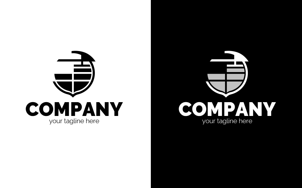 Download Шаблон логотипа "Construction Crane - Coat of Arms Logo Template" / Construction Crane - Coat of Arms Logo Template - Шаблон логотипа на тему графика coat,of,arms,construction,crane,road,city,houses,infrastructure,repair,works,urban,building,materials,sign,minimalism,one,color,two,colors