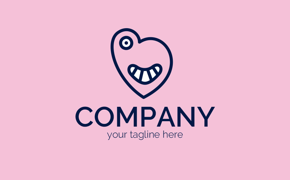 Download Шаблон логотипа "Funny Monsters Logo Template" / Funny Monsters Logo Template - Шаблон логотипа на тему графика b,blog,social,network,dating,entertainment,heart,accessories,catering,holiday,balloon,gum,monster,character,smile,emotion,joy,sign,minimalism,one