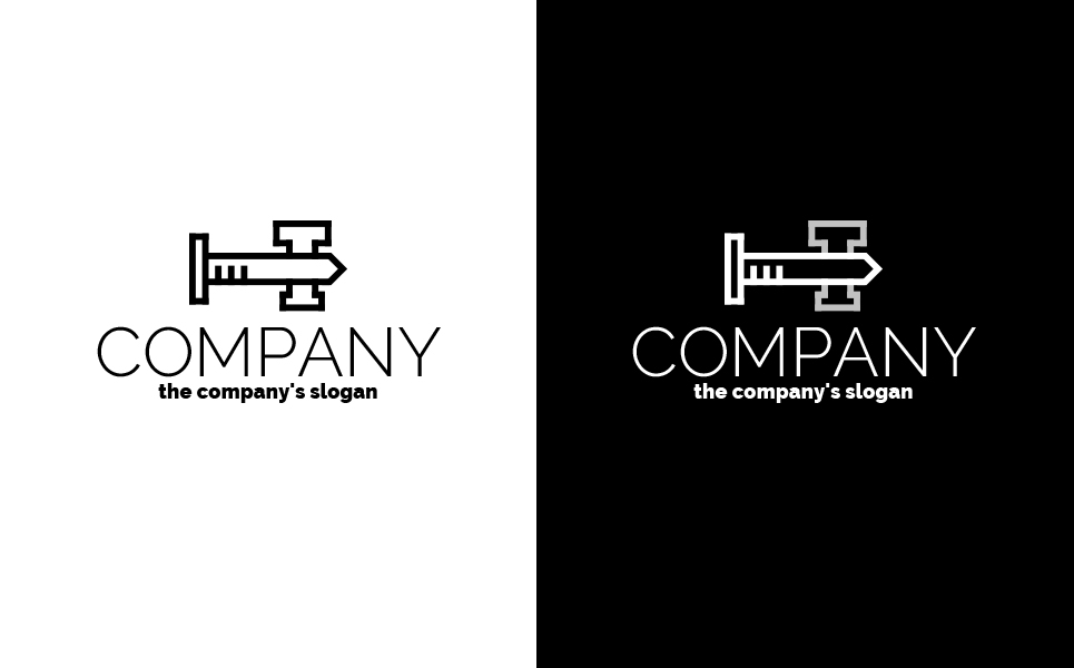 Download Шаблон логотипа "Construction, Repair Logo Template" / Construction, Repair Logo Template - Шаблон логотипа на тему графика repair,construction,finishing,works,nail,hammer,sledgehammer,tools,logo,sign,minimalism,one,color,two,colors,emblem