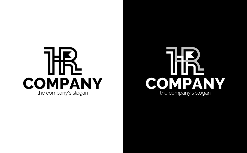 Download Шаблон логотипа "H + R Logo Template" / H + R Logo Template - Шаблон логотипа на тему графика letter h,letter r,association,cohesion,team,staff,work,recruitment,training,employees,logo,sign,minimalism,one color,two colors,three colors,emblem
