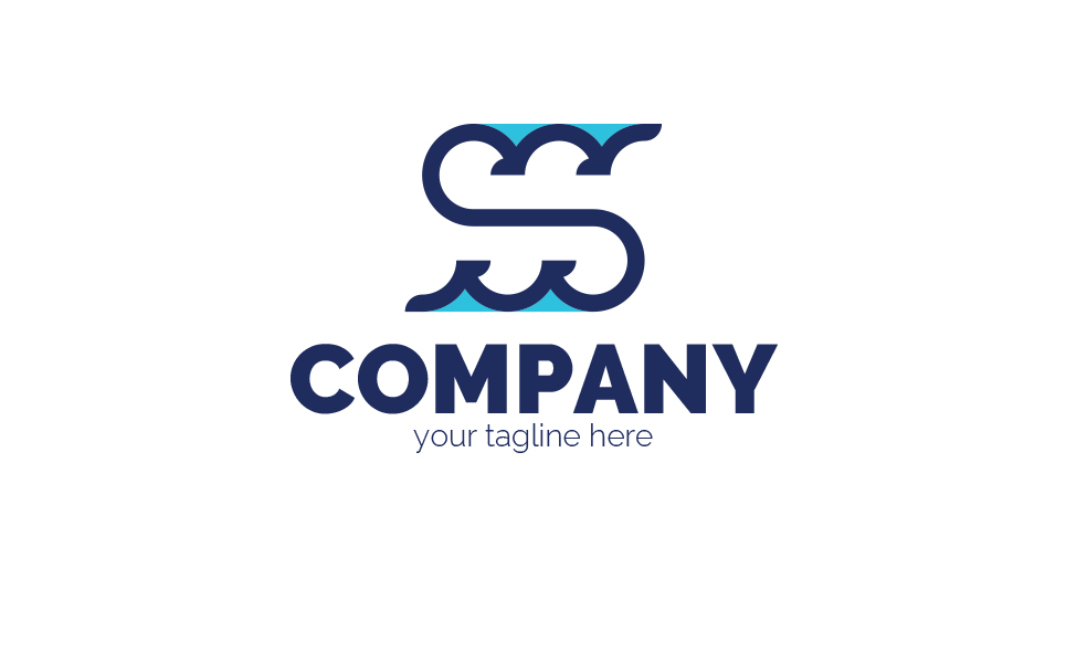 Download Шаблон логотипа "S + water, air Logo Template" / S + water, air Logo Template - Шаблон логотипа на тему графика letter s,water,sea,waves,clouds,wind,air,ecology,nature,resort,source,logo,sign,minimalism,one color,two colors,emblem