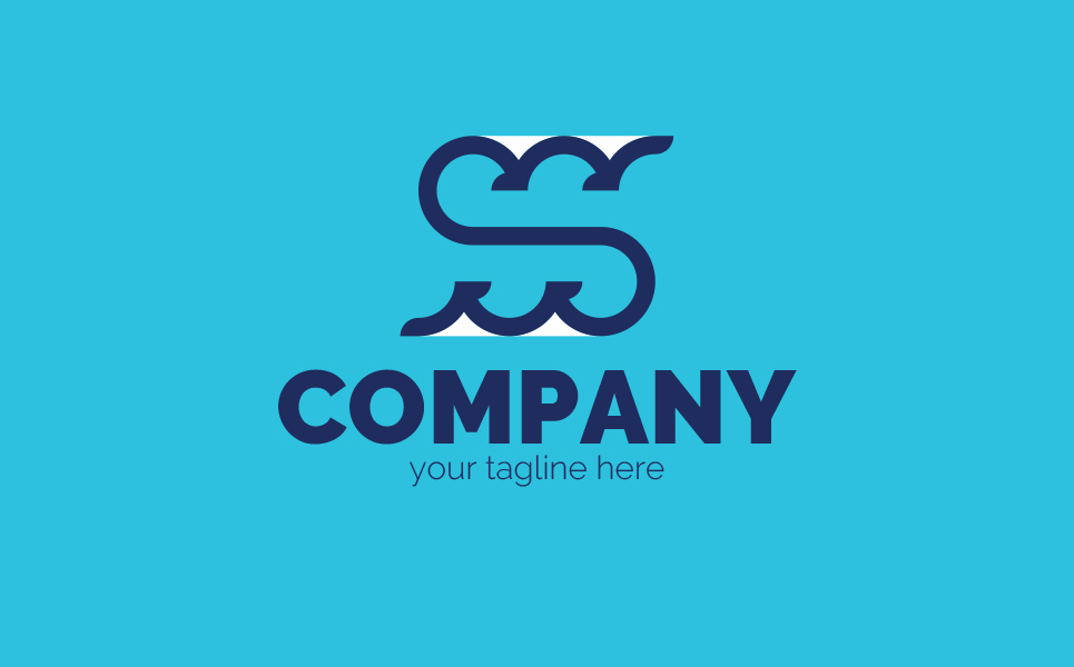 Download Шаблон логотипа "S + water, air Logo Template" / S + water, air Logo Template - Шаблон логотипа на тему графика letter s,water,sea,waves,clouds,wind,air,ecology,nature,resort,source,logo,sign,minimalism,one color,two colors,emblem