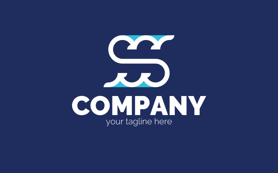 Download Шаблон логотипа "S + water, air Logo Template" / S + water, air Logo Template - Шаблон логотипа на тему графика letter s,water,sea,waves,clouds,wind,air,ecology,nature,resort,source,logo,sign,minimalism,one color,two colors,emblem