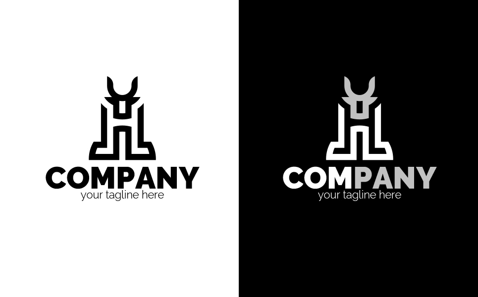 Download Шаблон логотипа "Letter H + Bull Logo Template" / Letter H + Bull Logo Template - Шаблон логотипа на тему графика letter h,bull,buffalo,leather goods,leather,tailoring,atelier,strength,power,stability,pressure,confidence,horns,business,finance,real estate,sign,minimalism,one color,two colors