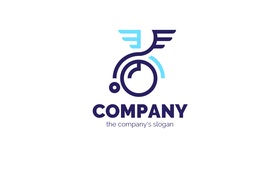Download Шаблон логотипа "Wheelchair and a Bird's Wing Logo Template" / Wheelchair and a Bird's Wing Logo Template - Шаблон логотипа на тему графика logo,sign,wheelchair,products for the disabled,wing,bird,flight,freedom,freedom of movement,ease,convenience,comfort,care,people with disabilities,products for people with disabilities
