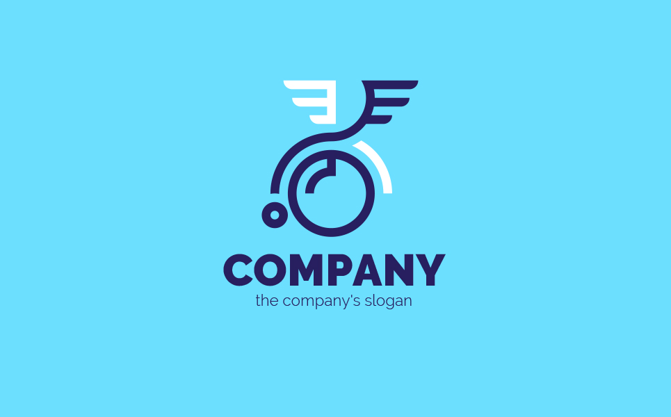 Download Шаблон логотипа "Wheelchair and a Bird's Wing Logo Template" / Wheelchair and a Bird's Wing Logo Template - Шаблон логотипа на тему графика logo,sign,wheelchair,products for the disabled,wing,bird,flight,freedom,freedom of movement,ease,convenience,comfort,care,people with disabilities,products for people with disabilities