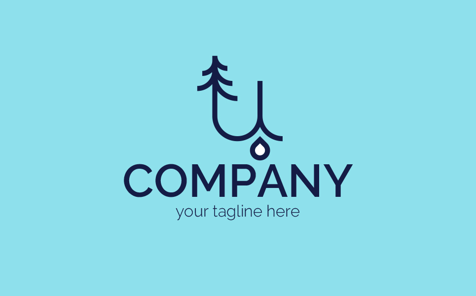 Download Шаблон логотипа "Forest and Water Logo Template" / Forest and Water Logo Template - Шаблон логотипа на тему графика letter u,letter l,woods,tree,fir,environment,water,raindrop,underground water,spring,purity,nature,ice water,bottled water,sign,simplicity,single color,two colors,emblem