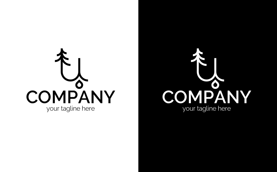 Download Шаблон логотипа "Forest and Water Logo Template" / Forest and Water Logo Template - Шаблон логотипа на тему графика letter u,letter l,woods,tree,fir,environment,water,raindrop,underground water,spring,purity,nature,ice water,bottled water,sign,simplicity,single color,two colors,emblem
