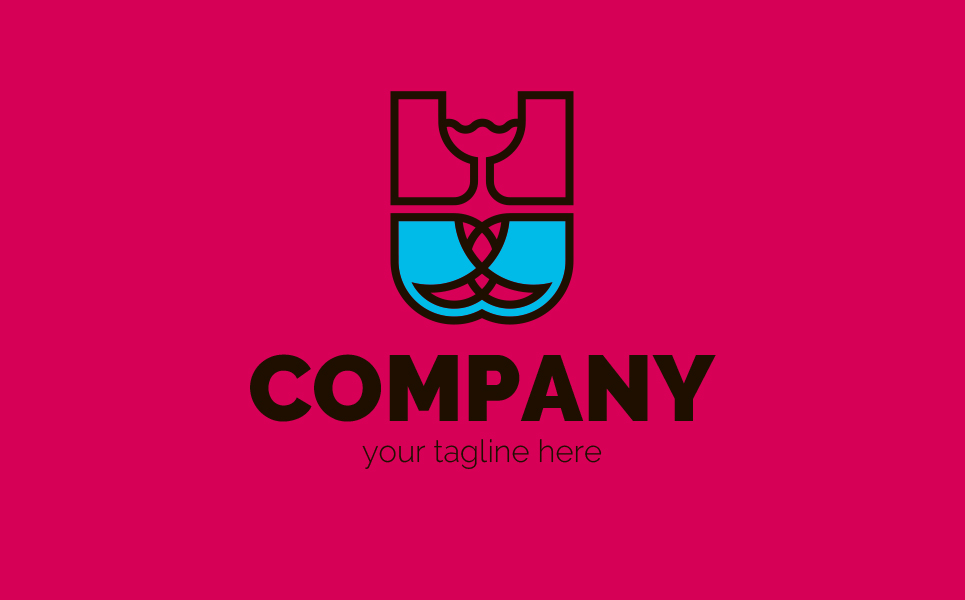 Download Шаблон логотипа "Wine and Fish Logo Template" / Wine and Fish Logo Template - Шаблон логотипа на тему графика wine,fish,coat of arms,flag,drink,food,water,sign,minimalism,one color,two colors,emblem