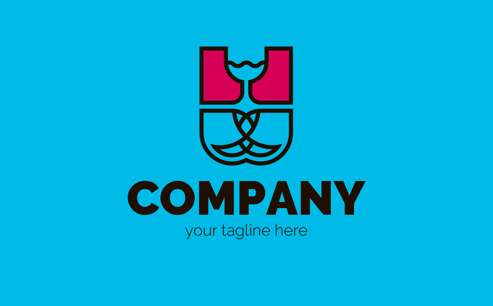 Download Шаблон логотипа "Wine and Fish Logo Template" / Wine and Fish Logo Template - Шаблон логотипа на тему графика wine,fish,coat of arms,flag,drink,food,water,sign,minimalism,one color,two colors,emblem