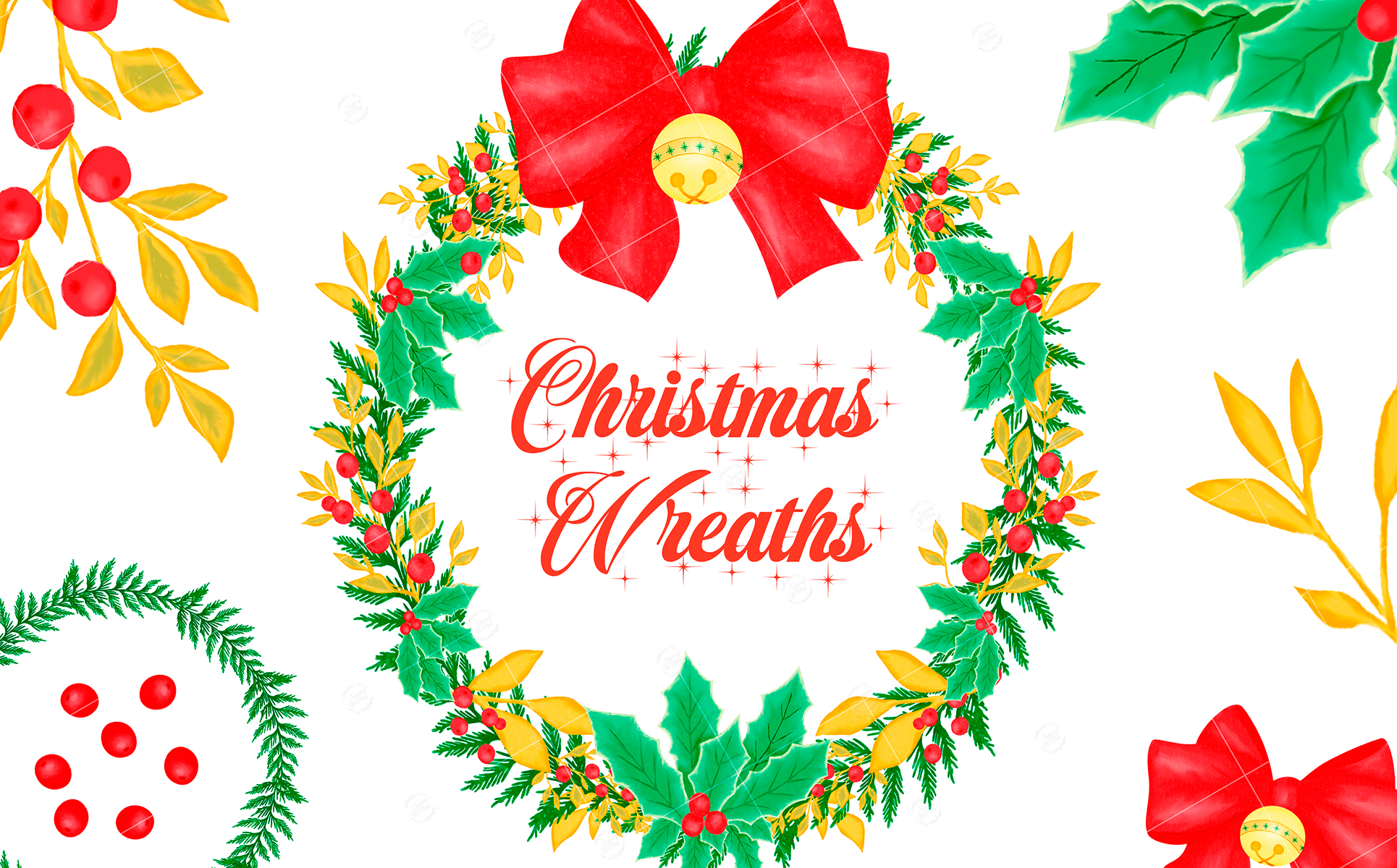 Download Иллюстрация "Christmas Wreaths Clipart - Illustration" / Christmas Wreaths Clipart - Illustration - Иллюстрация на тему графика christmas wreaths clipart,christmas watercolor clipart,winter clipart,christmas decoration,winter watercolor,christmas greeting card,christmas clipart,watercolor clipart,christmas arrangement