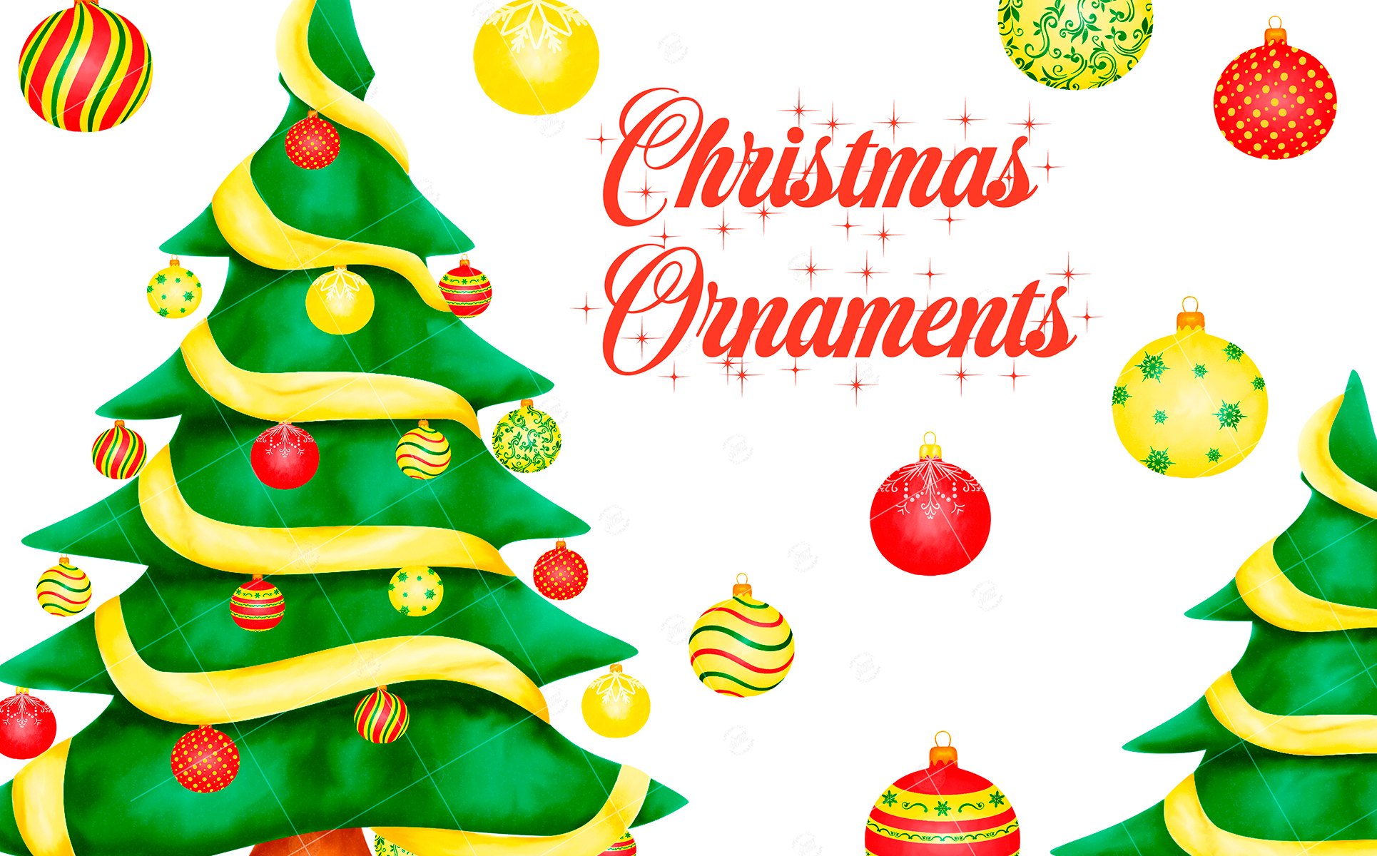 Download Иллюстрация "Christmas Ornaments Clipart - Illustration" / Christmas Ornaments Clipart - Illustration - Иллюстрация на тему графика christmas ornaments clipart,christmas tree clipart,winter watercolor clipart,christmas balls decoration,christmas greeting card,christmas balls,christmas tree,pine tree,winter decoration,chri