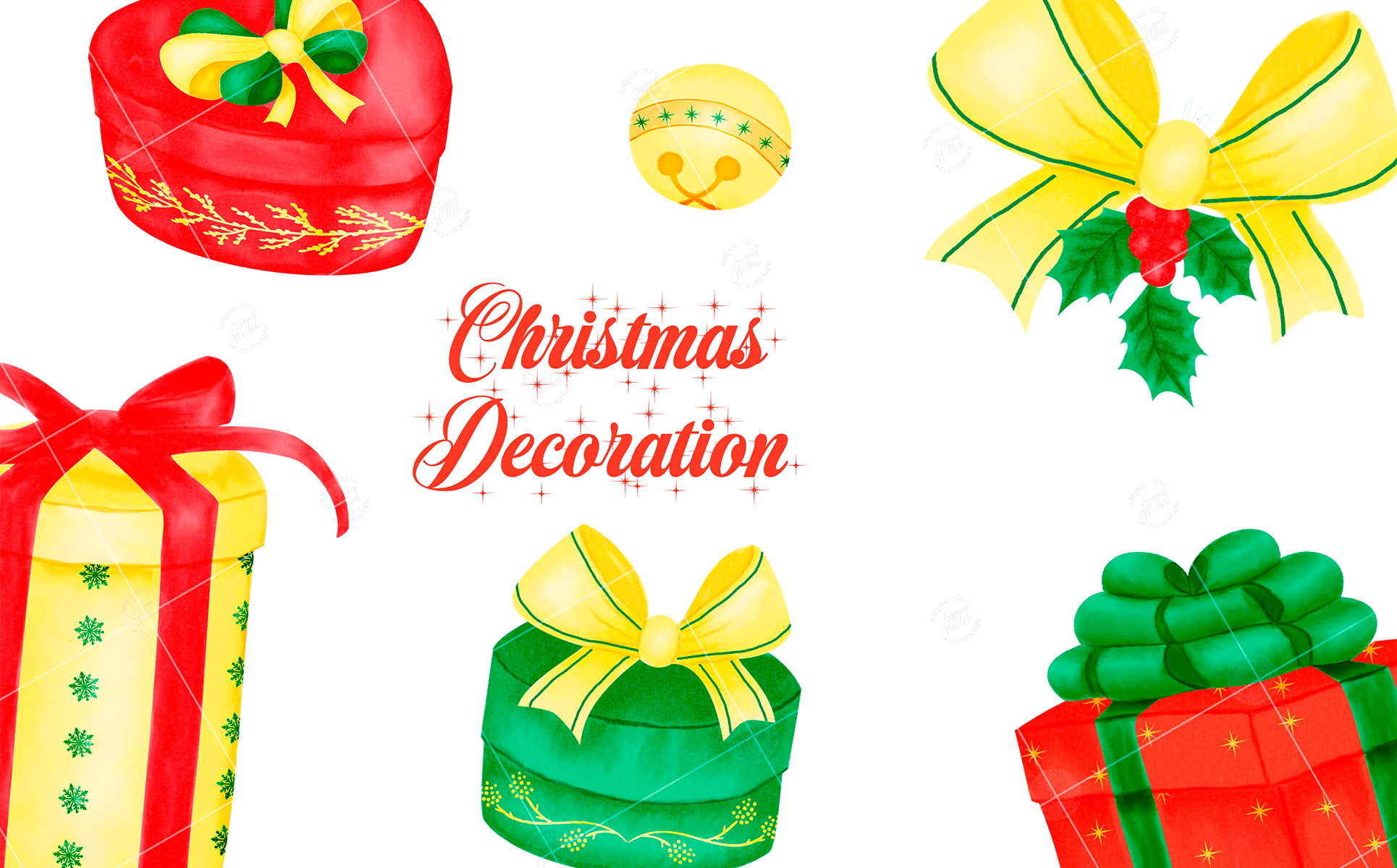 Download Иллюстрация "Christmas Presents and Bows Clipart - Illustration" / Christmas Presents and Bows Clipart - Illustration - Иллюстрация на тему графика christmas presents clipart,christmas bows clipart,winter watercolor clipart,christmas decoration clipart,christmas greeting card,mistletoe,christmas bell,christmas arrangement,christmas card,