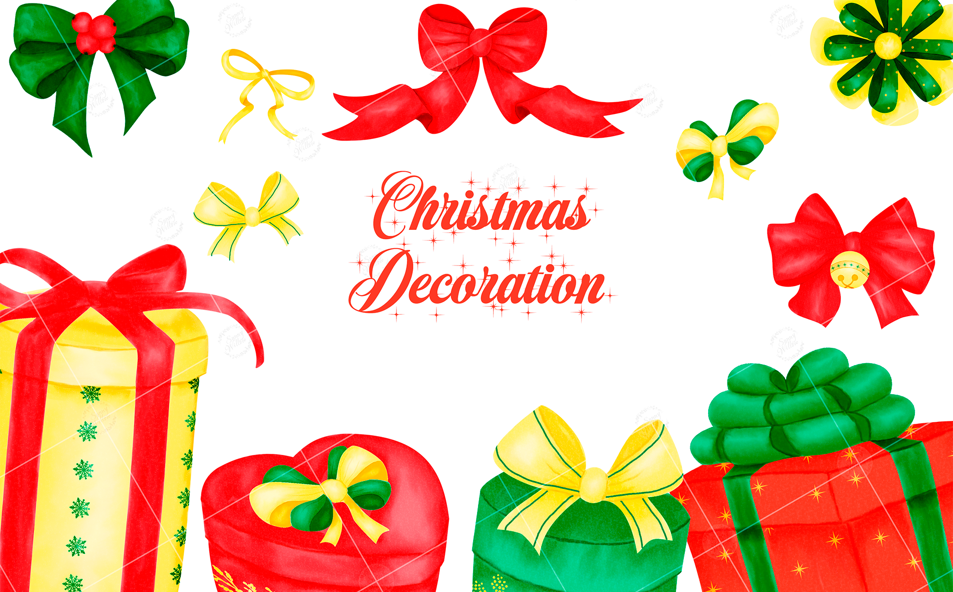 Download Иллюстрация "Christmas Presents and Bows Clipart - Illustration" / Christmas Presents and Bows Clipart - Illustration - Иллюстрация на тему графика christmas presents clipart,christmas bows clipart,winter watercolor clipart,christmas decoration clipart,christmas greeting card,mistletoe,christmas bell,christmas arrangement,christmas card,