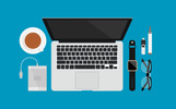 Flat Desk Scene Creator Illustration Theme Kleiner Screenshot Illustration namens "Flat Desk Scene Creator"