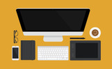 Flat Desk Scene Creator Illustration Theme Kleiner Screenshot Illustration namens "Flat Desk Scene Creator"