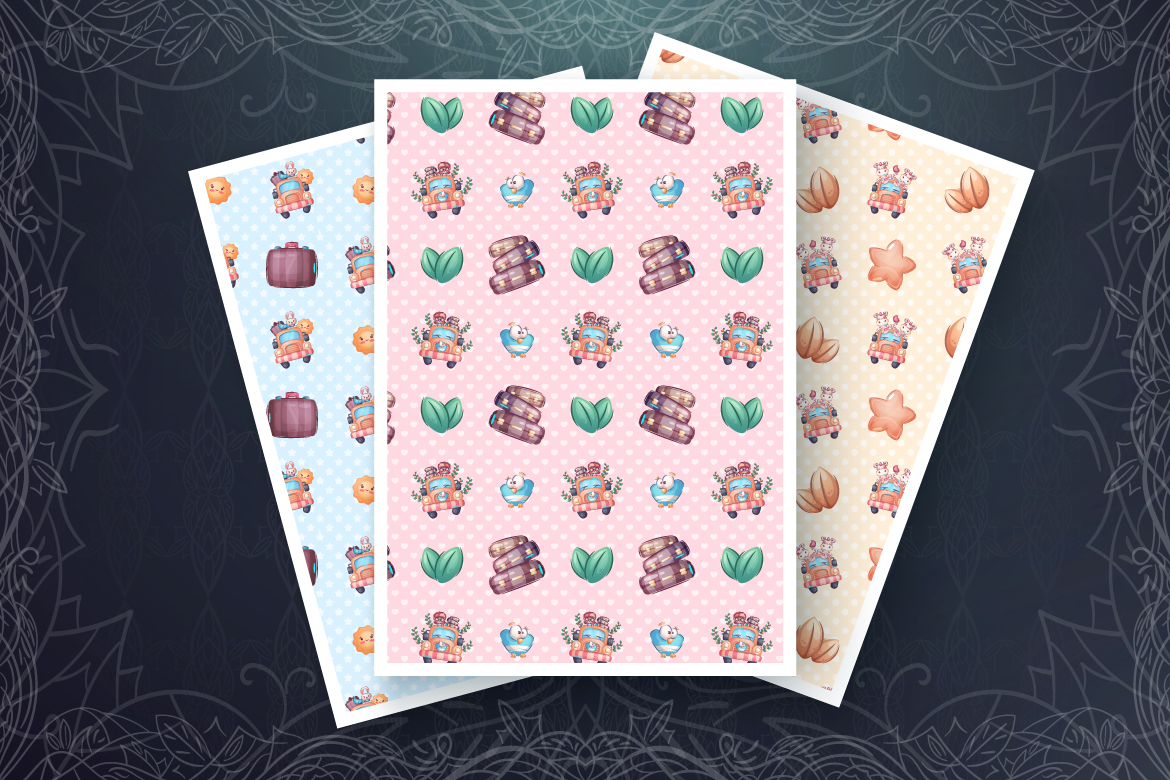 Download Иллюстрация "Set Cute Animal in the Car - Illustration" / Set Cute Animal in the Car - Illustration - Иллюстрация на тему графика cartoon,character,animal,seamless,pattern,childish,ox,bull,wolf,dog,rabbit,girl,unicorn,monkey,voyage,travel