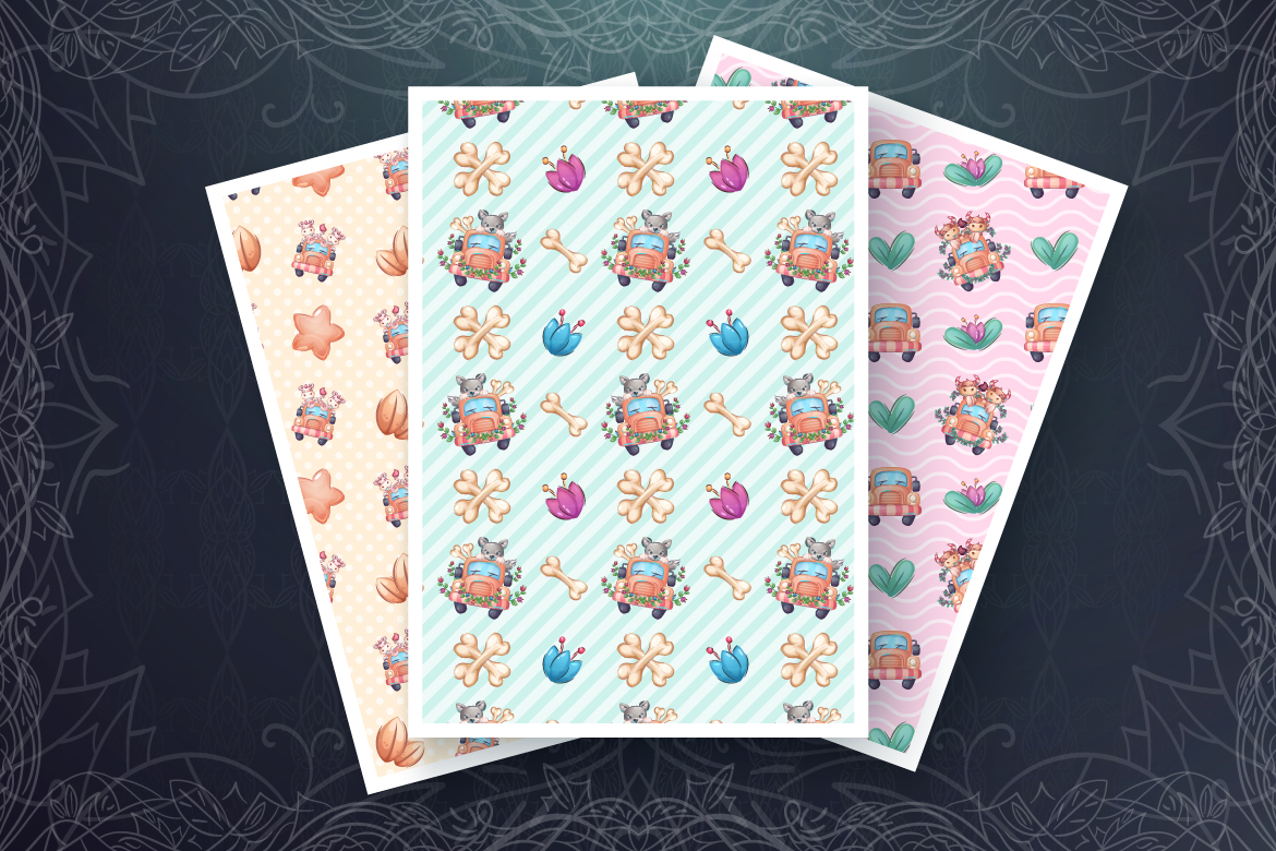 Download Иллюстрация "Set Cute Animal in the Car - Illustration" / Set Cute Animal in the Car - Illustration - Иллюстрация на тему графика cartoon,character,animal,seamless,pattern,childish,ox,bull,wolf,dog,rabbit,girl,unicorn,monkey,voyage,travel