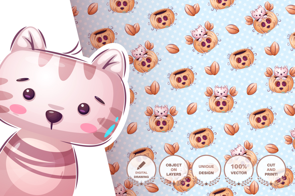 Download Иллюстрация "Set Funny Animal Sticker - Illustration" / Set Funny Animal Sticker - Illustration - Иллюстрация на тему графика seamless,pattern,cat,kitty,pumpkin,halloween,travel,monkey,owl,bird,penguin,cup,flower,dog,puppy,bone,lion