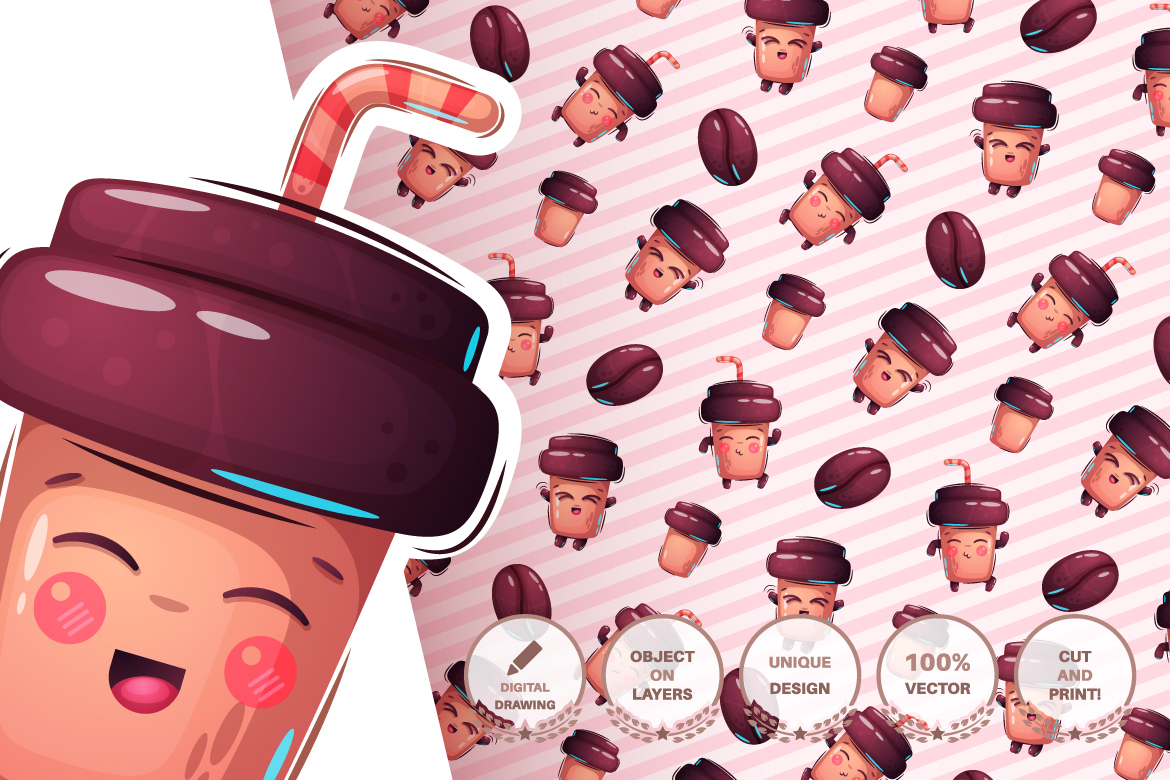 Download Иллюстрация "Set Cute Sticker Seamless Pattern - Illustration" / Set Cute Sticker Seamless Pattern - Illustration - Иллюстрация на тему графика seamless,pattern,deer,giraffe,bear,car,lamb,sheep,cake,roller,coffee,cartoon,character,characters,wild,animal,animals,pet,toy,cute