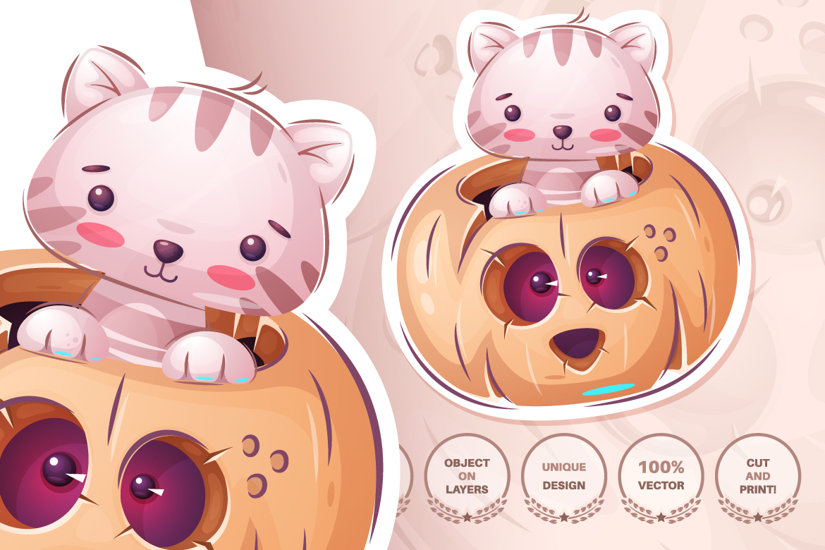 Download Иллюстрация "Set Cute Monster - Illustration" / Set Cute Monster - Illustration - Иллюстрация на тему графика halloween,horror,fear,evil,devil,pumpkin,monster,seamless,pattern,cartoon,character,characters,animal,animals,pet,cute,funny,pretty,beauty,happy