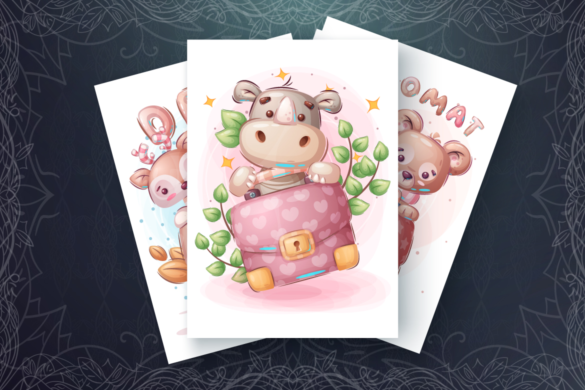 Download Иллюстрация "Set Cute Animal - Seamless Pattern - Illustration" / Set Cute Animal - Seamless Pattern - Illustration - Иллюстрация на тему графика diplomat,work,deer,rabbit,rhino,cat,kitty,bear,monkey,seamless,pattern,cartoon,character,characters,animal,animals,pet,cute,funny,pretty