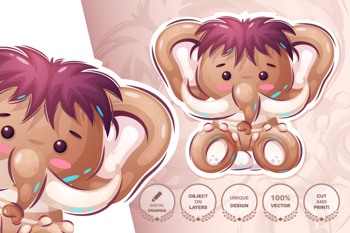 Download Иллюстрация "Set Cute Sticker - Seamless Pattern - Illustration" / Set Cute Sticker - Seamless Pattern - Illustration - Иллюстрация на тему графика mammoth,bear,leaf,flower,rhino,diplomat,snake,cactus,seamless,pattern,cartoon,character,characters,wild,animal,animals,pet,toy,cute,pretty