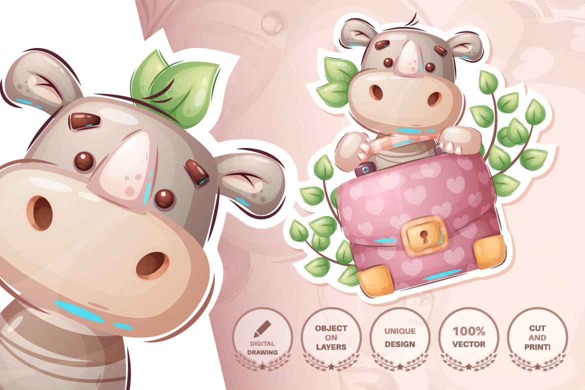 Download Иллюстрация "Set Cute Sticker - Seamless Pattern - Illustration" / Set Cute Sticker - Seamless Pattern - Illustration - Иллюстрация на тему графика mammoth,bear,leaf,flower,rhino,diplomat,snake,cactus,seamless,pattern,cartoon,character,characters,wild,animal,animals,pet,toy,cute,pretty