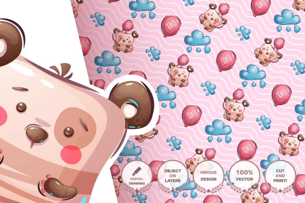 Download Иллюстрация "Set Cute Sticker - Seamless Pattern - Illustration" / Set Cute Sticker - Seamless Pattern - Illustration - Иллюстрация на тему графика mammoth,bear,leaf,flower,rhino,diplomat,snake,cactus,seamless,pattern,cartoon,character,characters,wild,animal,animals,pet,toy,cute,pretty