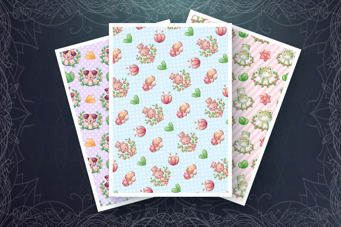 Download Иллюстрация "Set Cute Animal - Seamless Pattern - Illustration" / Set Cute Animal - Seamless Pattern - Illustration - Иллюстрация на тему графика bear,dog,puppy,monkey,devil,toad,frog,crocodile,seamless,pattern,cartoon,character,characters,wild,animal,animals,pet,toy,cute,pretty