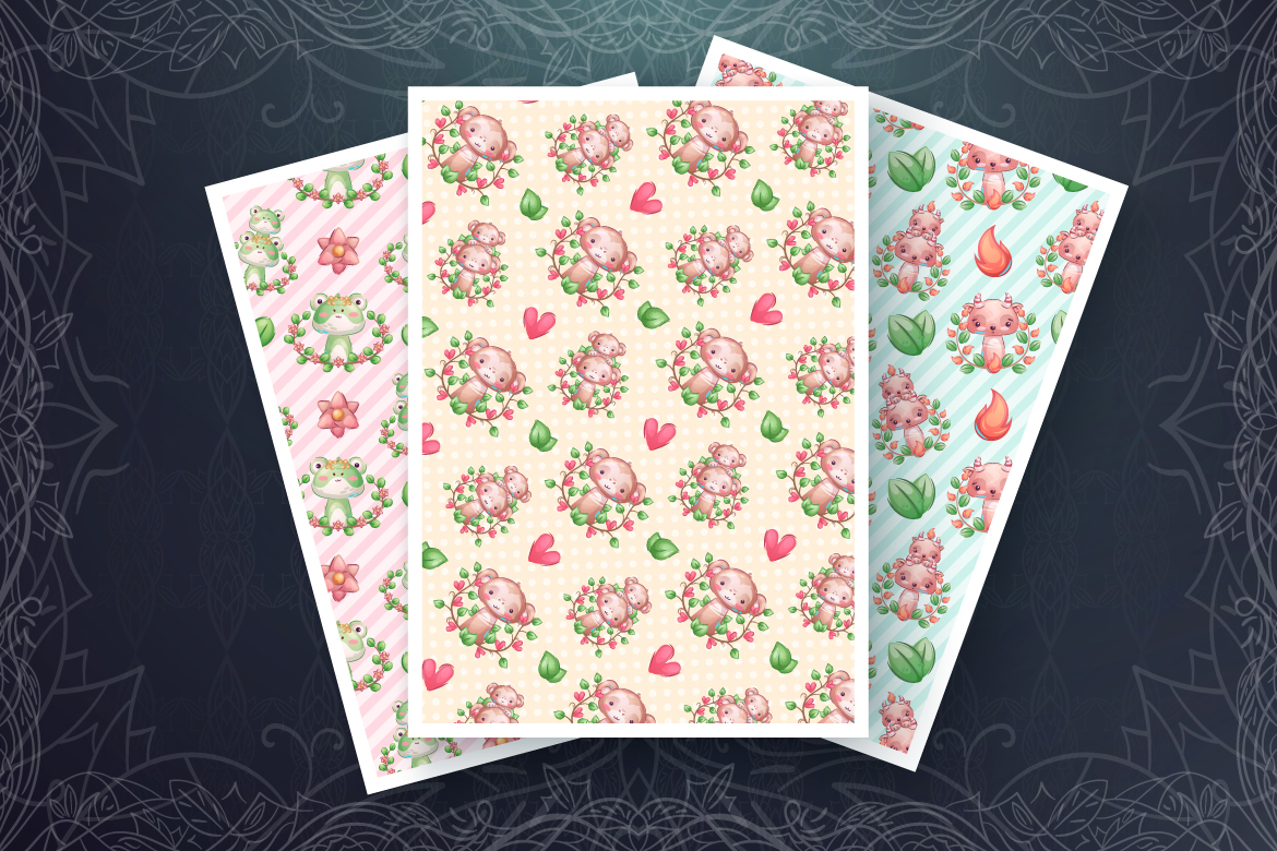 Download Иллюстрация "Set Cute Animal - Seamless Pattern - Illustration" / Set Cute Animal - Seamless Pattern - Illustration - Иллюстрация на тему графика bear,dog,puppy,monkey,devil,toad,frog,crocodile,seamless,pattern,cartoon,character,characters,wild,animal,animals,pet,toy,cute,pretty