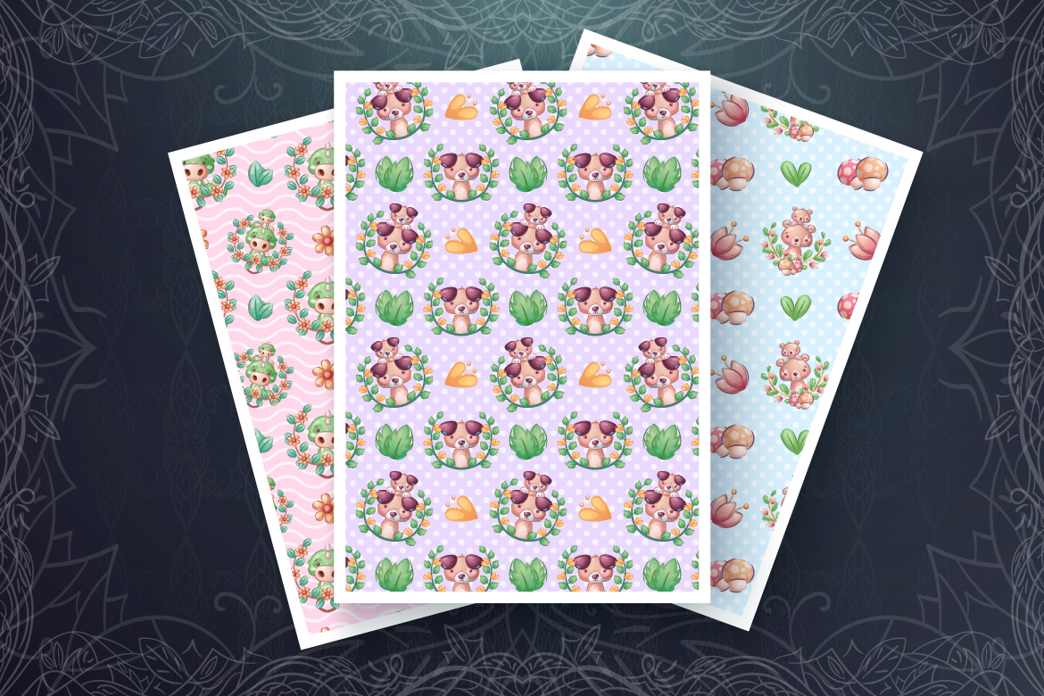 Download Иллюстрация "Set Cute Animal - Seamless Pattern - Illustration" / Set Cute Animal - Seamless Pattern - Illustration - Иллюстрация на тему графика bear,dog,puppy,monkey,devil,toad,frog,crocodile,seamless,pattern,cartoon,character,characters,wild,animal,animals,pet,toy,cute,pretty