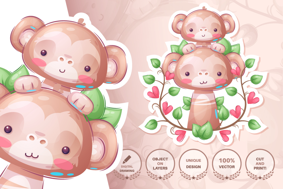 Download Иллюстрация "Set cute sticker - seamless pattern - Illustration" / Set cute sticker - seamless pattern - Illustration - Иллюстрация на тему графика birdhouse,bird,owl,monkey,flower,leaf,cow,bull,ox,ufo,car,travel,girl,dog,puppy,seamless,pattern,cartoon,character,illustration