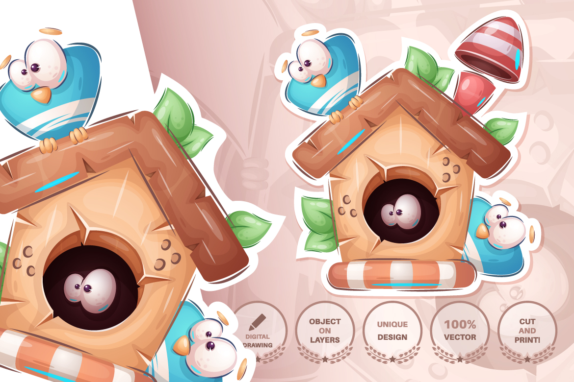 Download Иллюстрация "Set cute sticker - seamless pattern - Illustration" / Set cute sticker - seamless pattern - Illustration - Иллюстрация на тему графика birdhouse,bird,owl,monkey,flower,leaf,cow,bull,ox,ufo,car,travel,girl,dog,puppy,seamless,pattern,cartoon,character,illustration